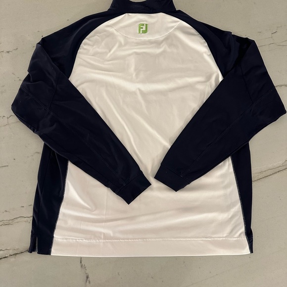FOOTJOY FJ Mens X White Blue Colorblock 1/4 Zip Pullover Performance Nylon Blend - Picture 3 of 6
